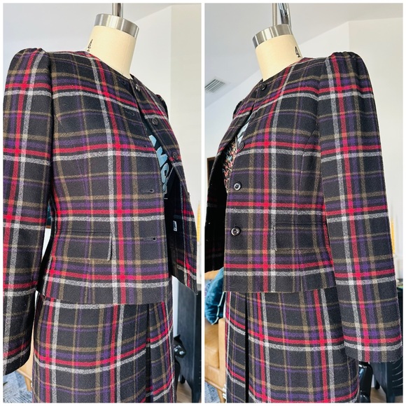 Vintage 70’s/80’s Plaid Wool Skirt Suit Set - Picture 6 of 15